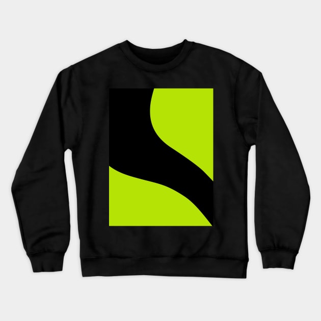 Simple Waves in Black and Lime Green Crewneck Sweatshirt by LAEC